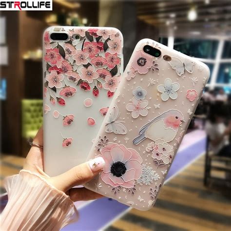Strollife Luxury 3d Painted Cartoon Floral Phone Cases For Iphone 8plus