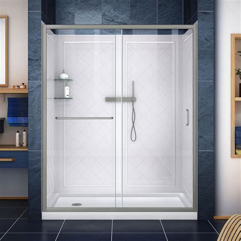 Dreamline Infinity Z 36 In X 60 In Semi Frameless Sliding Shower Door In Brushed Nickel With