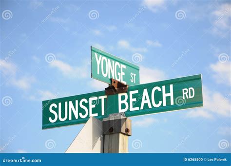 Sunset Beach Road Sign Stock Photo Image 6265500