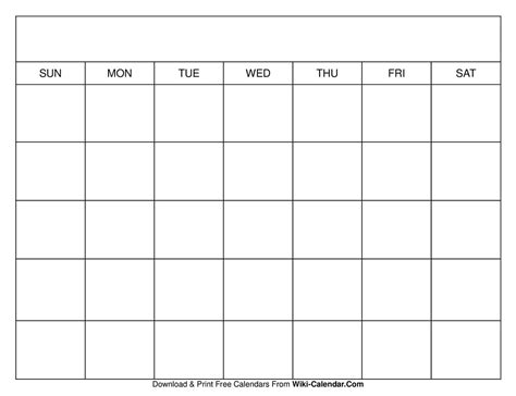 Free Printable Monthly Calendar No Download