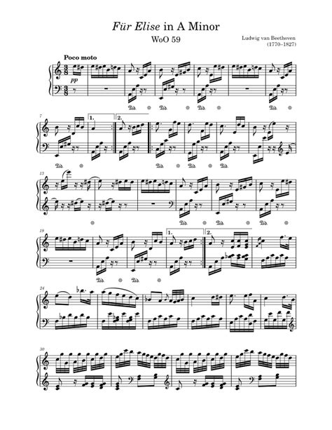 Fur elise for cello and piano by ludwig van beethoven 1770 1827. Für Elise sheet music for Piano download free in PDF or MIDI