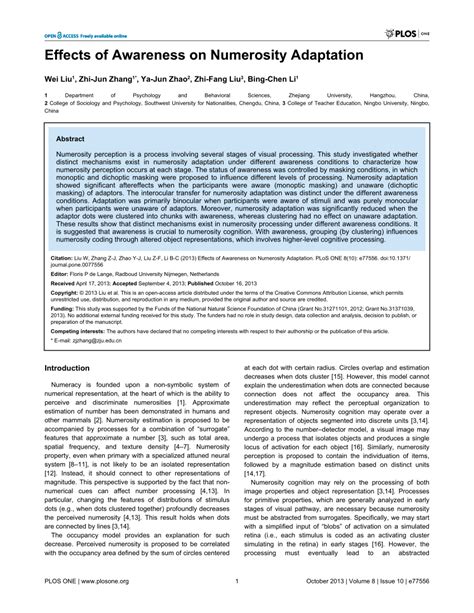 pdf effects of awareness on numerosity adaptation