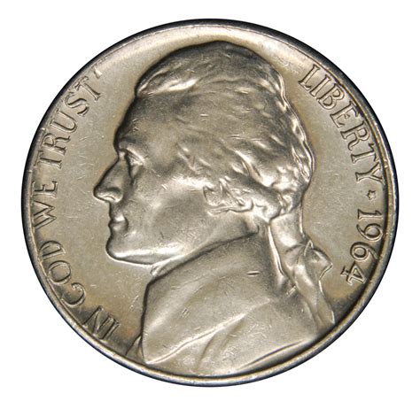 1964 D Jefferson Nickel Brilliant Uncirculated Mount Vernon Coin