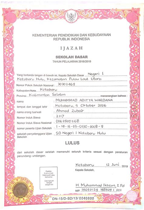 Juknis Penulisan Ijazah Tahun 2019 Sd Smp