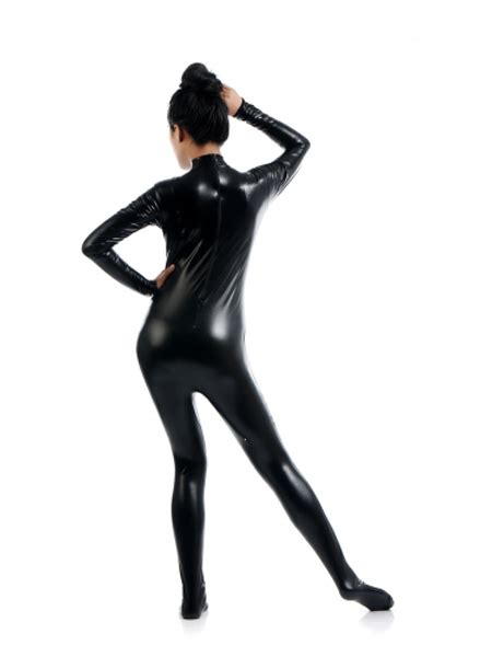 Black Zentai Shiny Metallic Back Zipper Zentai Suit [y14021905] 32 00