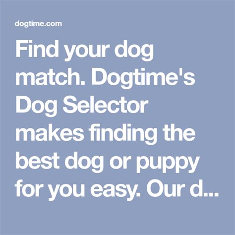 Dog Breed Selector And Puppy Finder Choosing A Dog Dog Breed Selector