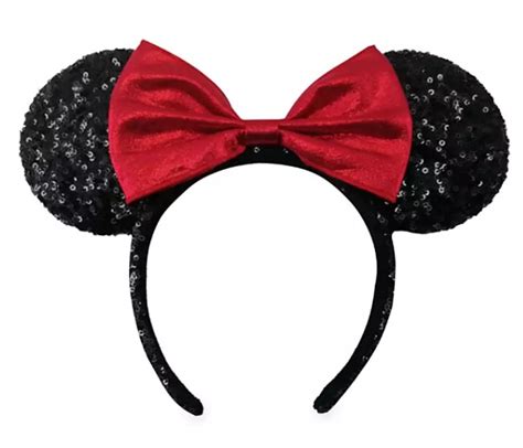 Disney Ears Headband Minnie Mouse Sequined Red Bow