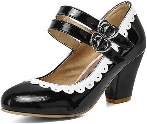 Btrada Womens Mary Jane Dress Shoes Fashion Double Strap Kitten Heels Comfort Round Toe Work
