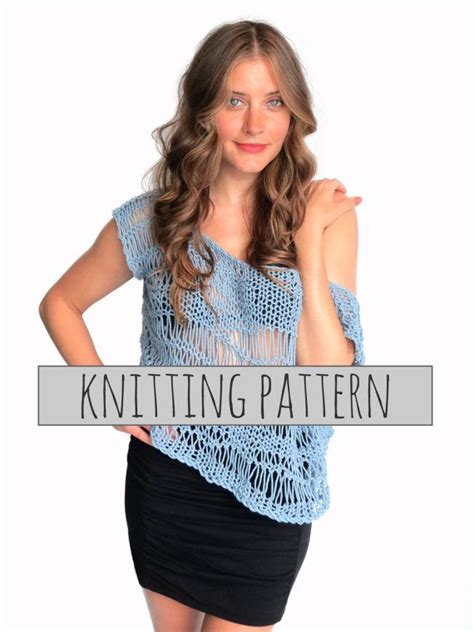 Knitting Pattern Loose Knit Top Drop Stitch Lace Net Beach Etsy