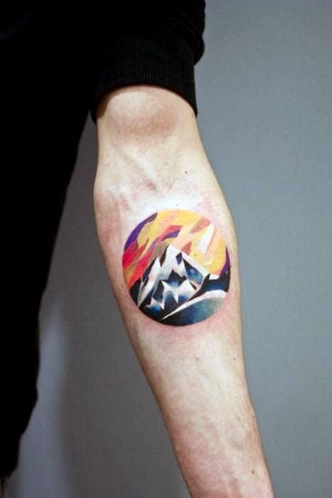 50 Geometric Mountain Tattoo Designs For Men 2023 Guide