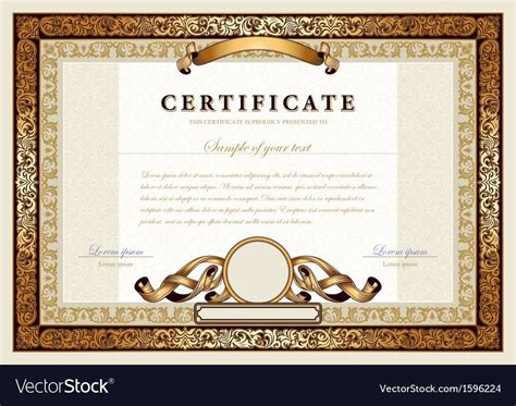 Vintage Gold Certificate Vector Image On In 2020 Award Template