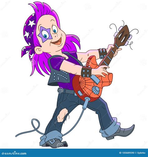 Cartoon Guitarist Of Rock And Roll Band Stock Vector Illustration Of
