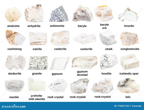 Set Of Various Unpolished Rocks With Names Stock Photo Cartoondealer