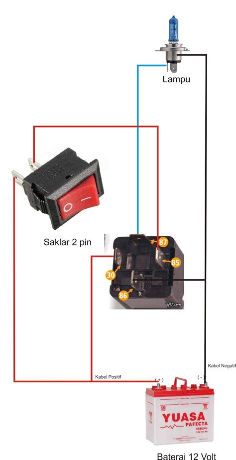 Fungsi relay lampu mobil dan cara pemasangannya. Wiring Diagram Lampu Kepala Tanpa Relay Images 638