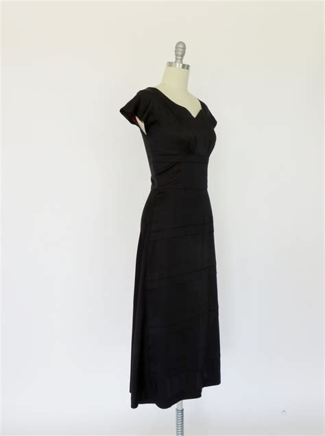 Vintage 1940s Dress 40s Dress Black Dress Silk Dress Draped