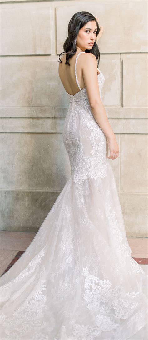 Lace Mermaid Wedding Dress By Davids Bridal With Open Back And