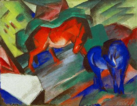 Franz Marc Red And Blue Horses Franz Marc Sculpture Painting