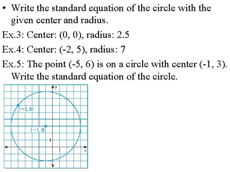 Write The Standard Equation Of A Circle With Center 0 3 And Radius 7