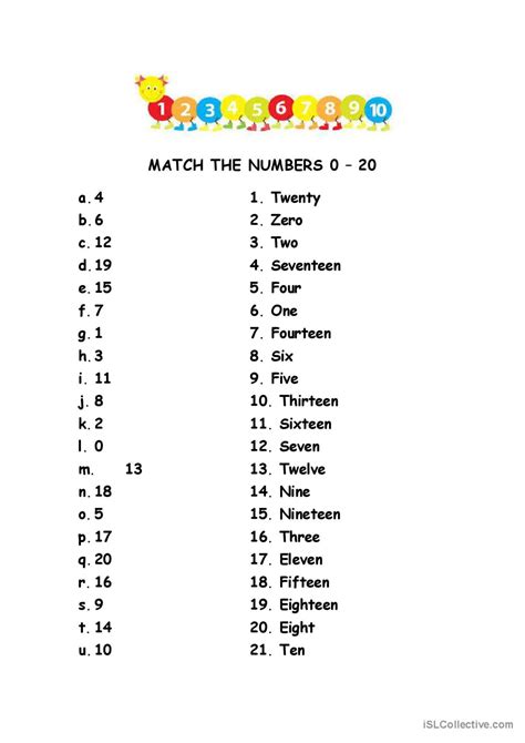 Numbers In English Esl Worksheet By Rakel88