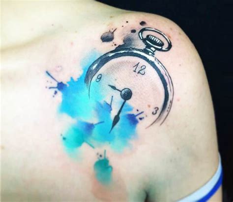 Watercolor Clock Tattoo