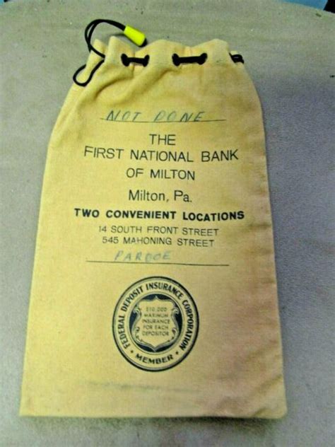 Vintage Cloth Bank Bag Deposit Bag First National Bank Of Milton Pa