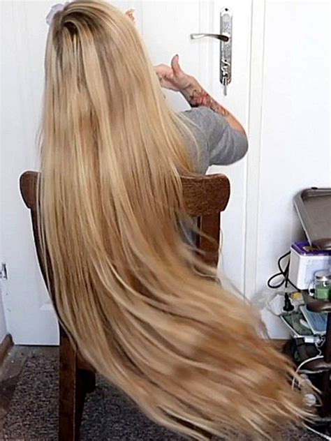 Video Thigh Length Blonde Hair Chair Play Long Hair Styles Long
