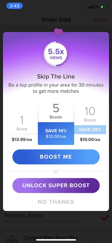 The extra super likes and the monthly boost are two features that all of us can benefit from. Why is tinder charging me $14 for boost but some other guy ...