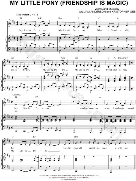 My Little Pony Friendship Is Magic Sheet Music From My Little Pony