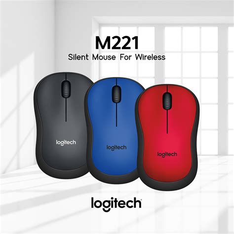 Logitech M221 Silent Wireless Mouse Charcoal Blue Red 11street