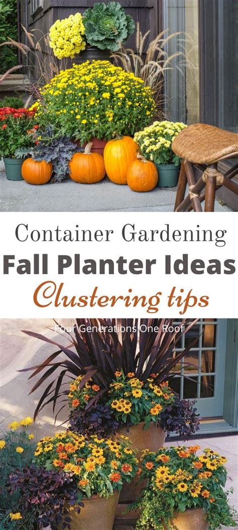 An Image Of Fall Planter Ideas With Text Overlay
