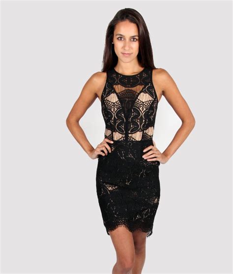 Black Lace Detailed Fitted Dress By Adelyn Rae Alila