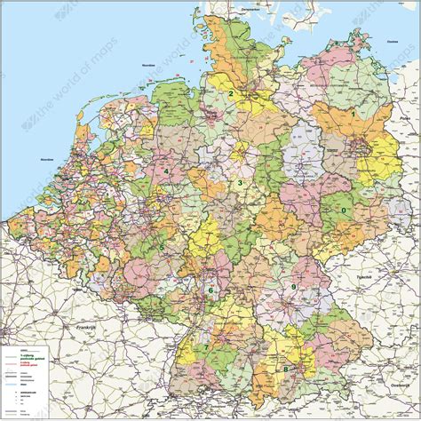 Digital Postcode Map Benelux Germany 1 And 2 Digit 1408 The World