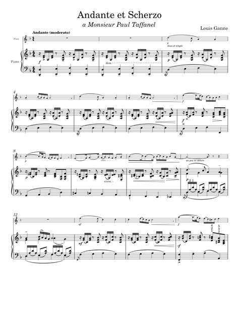 Andante Et Scherzo Louis Ganne Sheet Music For Piano Flute Solo