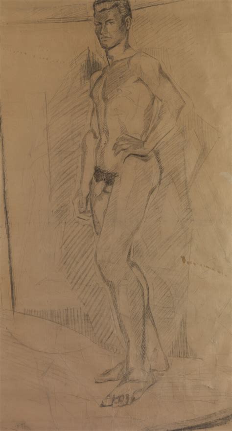 Tetsis Art Male Nude Charcoal On Paper By Greek Artist Panagiotis Tetsis