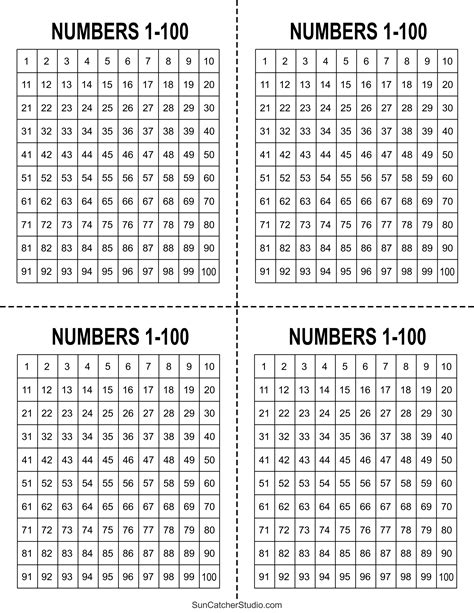 Free Printable Hundreds Charts Numbers 1 To 100 Diy Projects