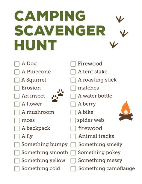 Free Camping Scavenger Hunt Printable Templates Printable Download