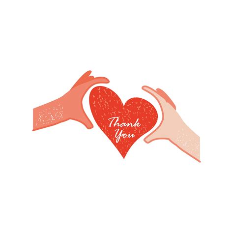 Hands With Heart And Thanks You Hand Drawn Text 2517095 Vector Art At