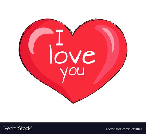 I Love You Inscription On Red Heart Shape Symbol Vector Image
