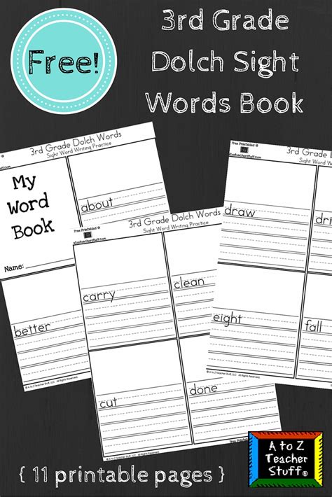 My Word Book Third Grade Dolch Sight Words Writing Practice A To Z