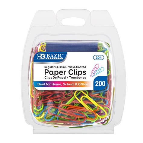 Bazic No1 Regular 33mm Color Paper Clips 200pack Bazic Products