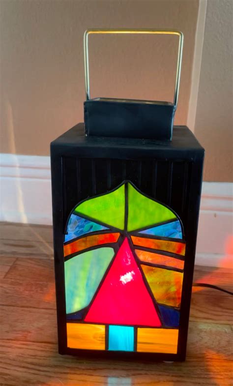 Handmade Triangle Stained Glass Lantern Etsy