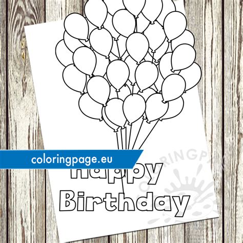 Happy Birthday Balloons Template Coloring Page