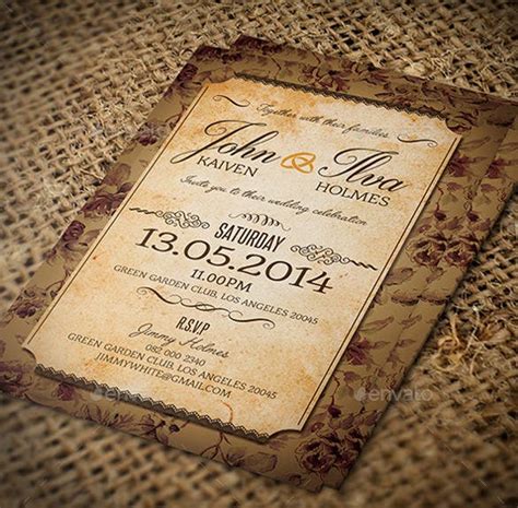 Best Old Wedding Invitation Template Gold Vintage Lace