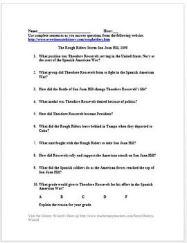 Spain declared war on britain as an ally of france, itself an ally of the american colonies. Spanish American War Worksheet: The Battle for San Juan ...