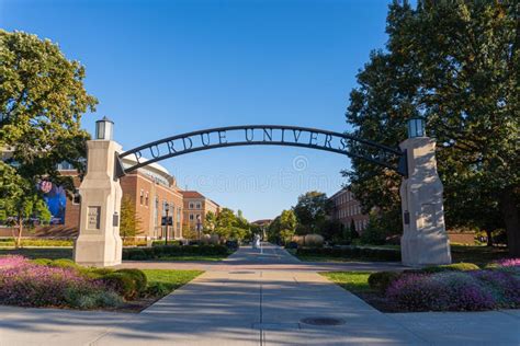 Arch Entrance To The Purdue University In West Lafayette Indiana Stock