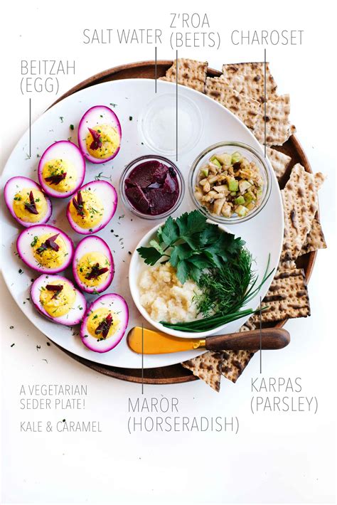 Vegetarian Passover Seder Plate With Beet Pickled Deviled Eggs Kale And Caramel Recipe