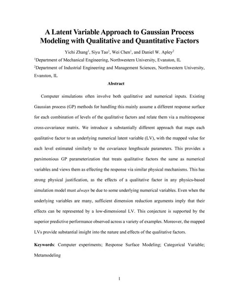 A Latent Variable Approach To Gaussian Process Modeling With