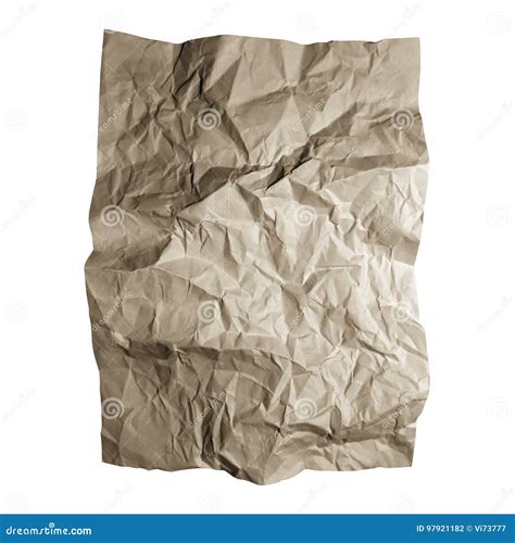 Crumpled Craft Paper Sheet Brown Paper Textures Isolated On White