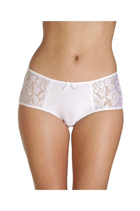 Ladies Camille White Floral Lace Womens Jacquard Shorts Brief Knicker