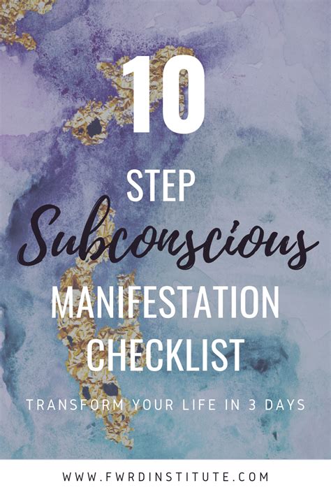 Subconscious Manifestation Checklist Manifestation Subconscious